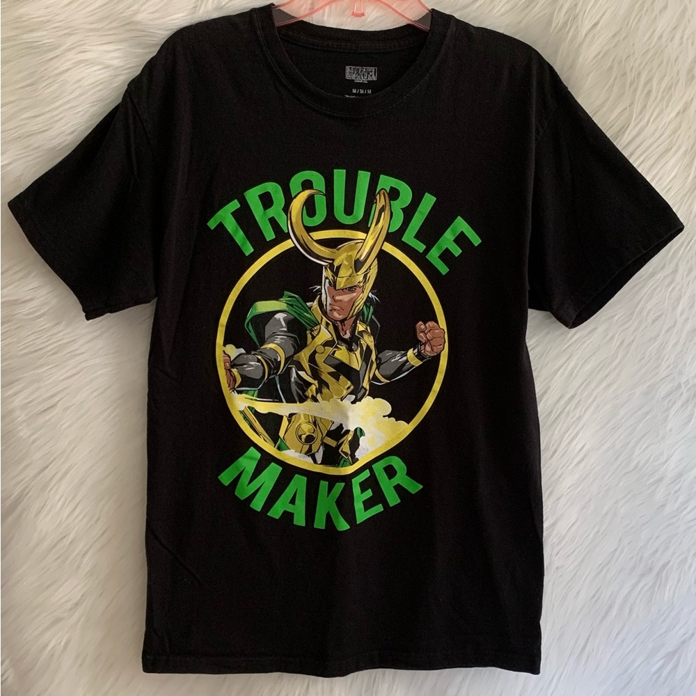 Marvel Loki T Shirt Short Sleeve 100% Cotton Black Medium